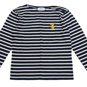 MAISON LABICHE Pokemon Pikachu Stripped Blue SM Embroidered Crewneck Swe…